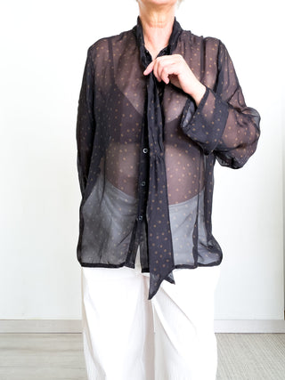 Camicia con fiocco a pois