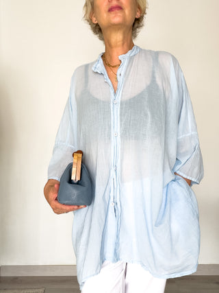 Camicia over in mussola di cotone