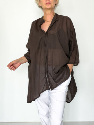 Camicia over in mussola di cotone