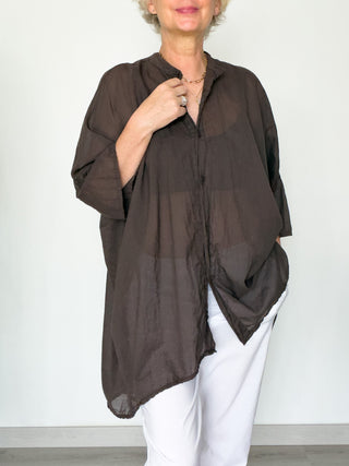 Camicia over in mussola di cotone