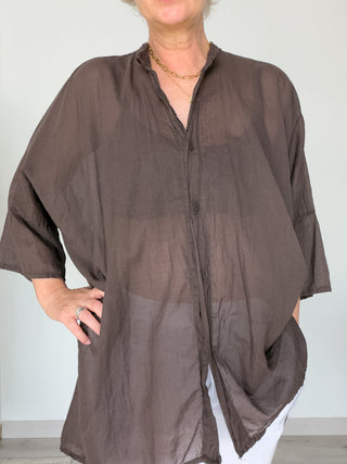 Camicia over in mussola di cotone