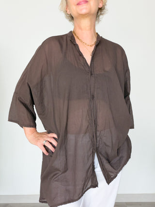 Camicia over in mussola di cotone