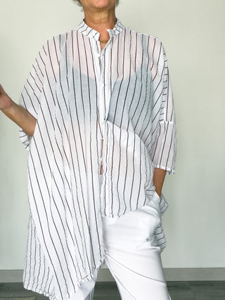 Camicia over in mussola di cotone