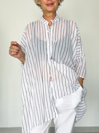 Camicia over in mussola di cotone