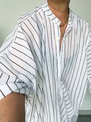 Camicia over in mussola di cotone