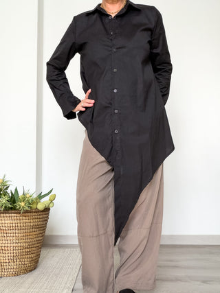 Camicia asimmetrica in popeline di cotone