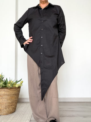 Camicia asimmetrica in popeline di cotone
