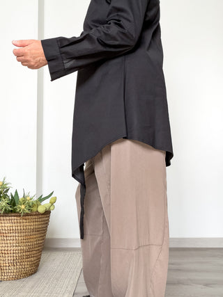 Camicia asimmetrica in popeline di cotone