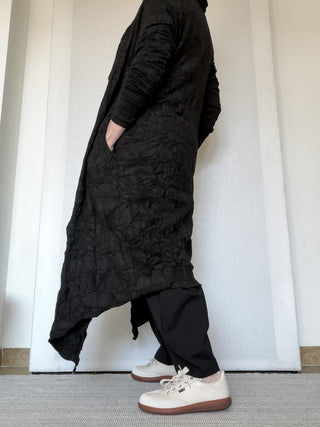 Cardigan lungo in jersey stropicciato