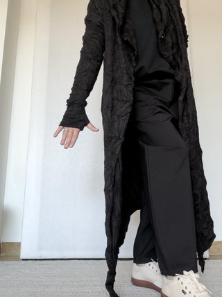 Cardigan lungo in jersey stropicciato