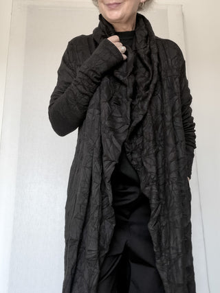 Cardigan lungo in jersey stropicciato