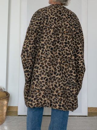 Cappa oversize animalier in misto lana