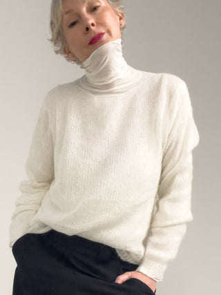 Maglia scollo a barca in mohair