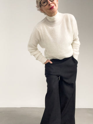 Maglia scollo a barca in mohair