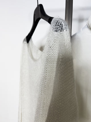 Maglia scollo a barca in mohair