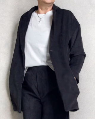 Giacca lunga in velluto chevron